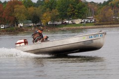 Bob in the Alumacraft and 1958 Johnson 18