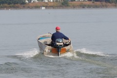 Bob in the Aerocraft and 1957 Evinrude Sportwin 10