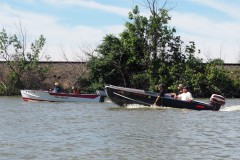 Gar Wood and Feathercraft head up the river